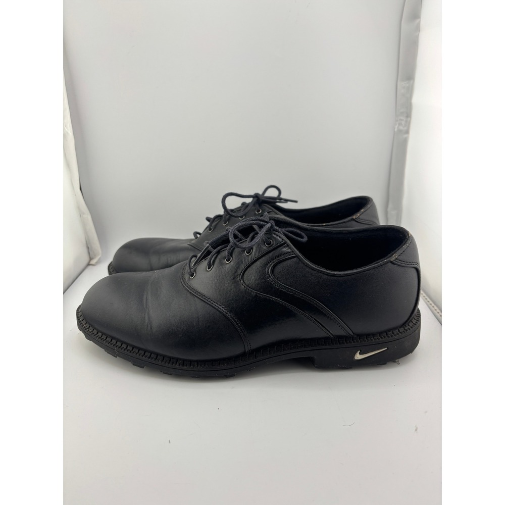 Nike Golf Mens Black Leather Spiked Cleats Oxford Shoes E-4607 Size 8
